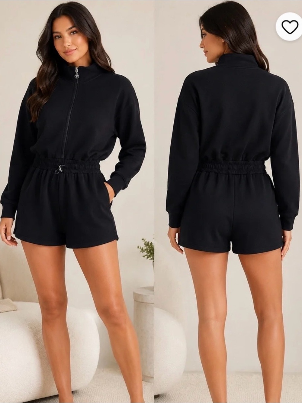 Black Victoria’s Secret Zip Front Long Sleeve Romper